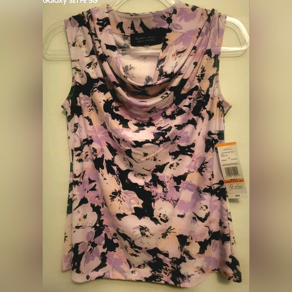 Evan Picone Pink and Black Ruched Tank Top